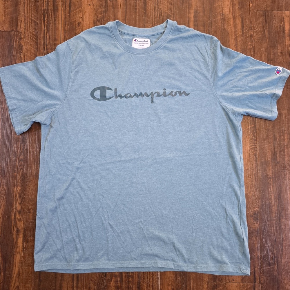T-Shirt Champion Authentic Athleticwear Script Logo Blue Mens XXL